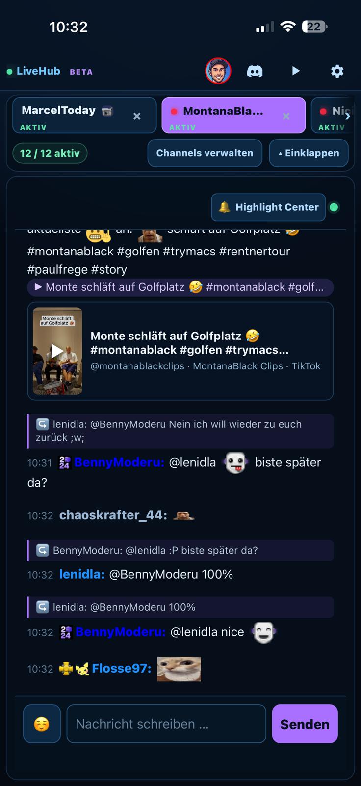 LiveHub auf dem Smartphone